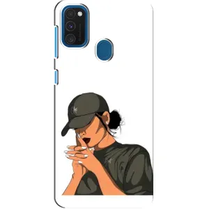 Силиконовый Чехол на Samsung Galaxy A21s с картинкой Стильных Девушек (В зеленом)