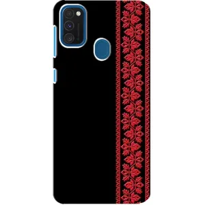 Силіконовый Чохол на Samsung Galaxy A21s з картинкой Вишиванки (Вишиванка на чорному)