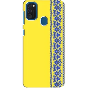 Силіконовый Чохол на Samsung Galaxy A21s (Вишиванка на жовтому фоні)