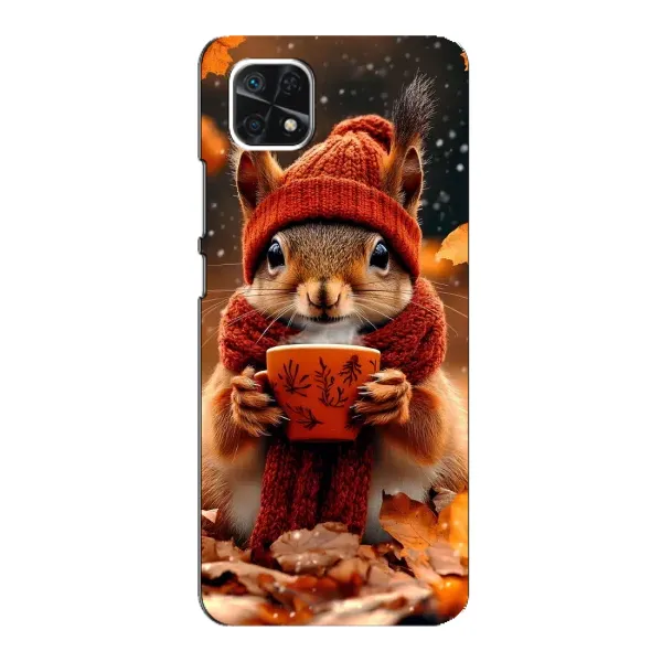 Чехол с рисунком «Белка с кофе» для Samsung Galaxy A22 5G Чехол с рисунком «Белка с кофе» для Samsung Galaxy A22 5G