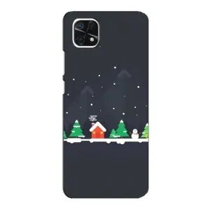 Силиконовый бампер на рождество для Samsung Galaxy A22 5G (Город зимний)