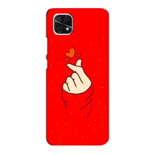 Чехлы (Знак сердечка) на Samsung Galaxy A22 5G (Сердце на красном)