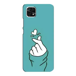 Чехлы (Знак сердечка) на Samsung Galaxy A22 5G (Сердечко на бирюзовом)