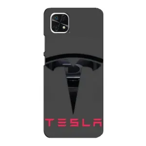 Силіконовий бампер з картинкою машини на Samsung Galaxy A22 5G (Logo TESLA)