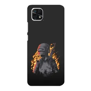 Силиконовый чехол с картинкой "Герой Pubg" на Samsung Galaxy A22 5G (В огне)
