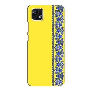 Силиконовый Чехол на Samsung Galaxy A22 5G (Вышиванка на желтом)