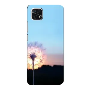 Силиконовый Чехол с одуванчиками на Samsung Galaxy A22 5G (Закат с одуванчиком)