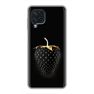 Чехол с изображением вкусной еды для Samsung Galaxy A22 (Чёрная клубника)