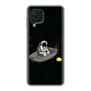Силиконовый Чехол с принтом "Космонавты" на Samsung Galaxy A22 (Космонавт на рыбалке)