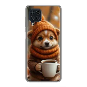 Друкований чохол 'Звірята з кавою' для Samsung Galaxy A22 (Песик з кавою)