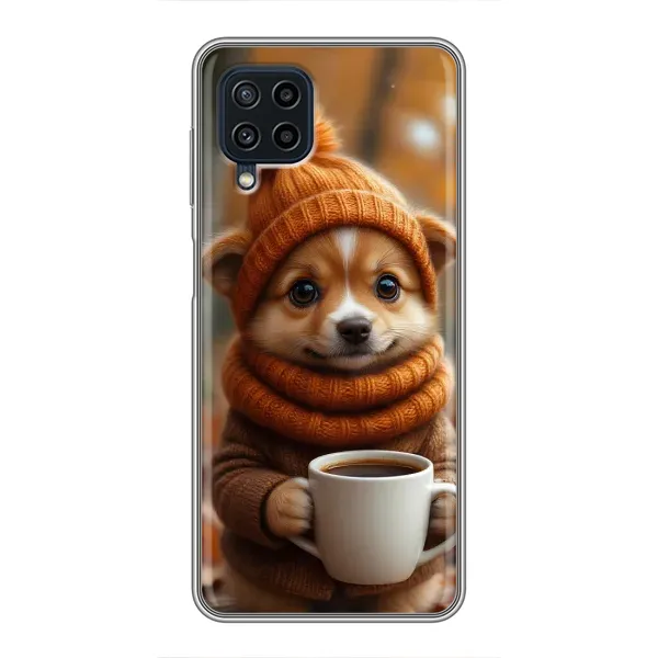 Чехол с рисунком «Собачка с кофе» для Samsung Galaxy A22 Чехол с рисунком «Собачка с кофе» для Samsung Galaxy A22