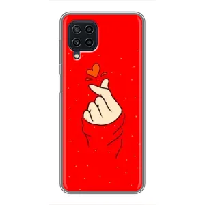 Чехлы (Знак сердечка) на Samsung Galaxy A22 (Сердце на красном)