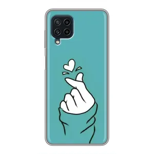 Чехлы (Знак сердечка) на Samsung Galaxy A22 (Сердечко на бирюзовом)