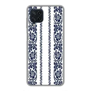 Силиконовый Чехол на Samsung Galaxy A22 с картинкой Вышиванки (Синяя вышиванка)
