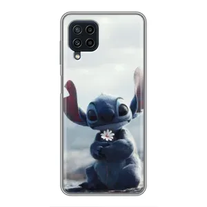 Чехол с рисунком Стич для Samsung Galaxy A22 (Стич с цветочком)