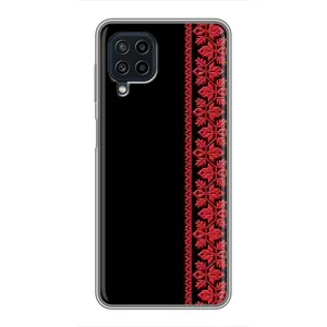 Силиконовый Чехол на Samsung Galaxy A22 с картинкой Вышиванки (Вышиванка на черном)