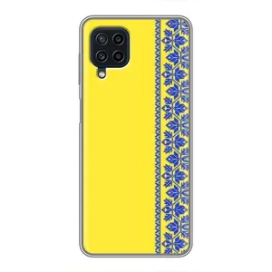 Силиконовый Чехол на Samsung Galaxy A22 (Вышиванка на желтом)