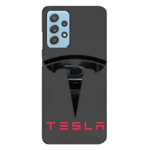 Силиконовый бампер с картинкой машины на Samsung Galaxy A23 (Logo TESLA)