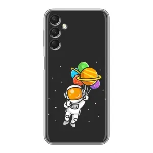 Силиконовый Чехол с принтом "Космонавты" на Samsung Galaxy A24 (Космонавт с шариками)