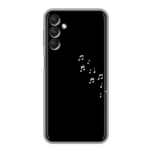 Чехол с картинками на черном фоне для Samsung Galaxy A24 (Ноты)