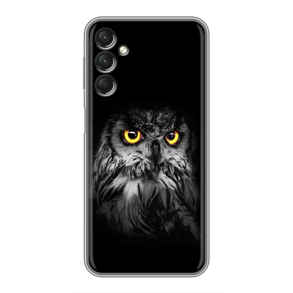 Чехол с рисунком «Сова на чёрном» для Samsung Galaxy A24 Чехол с рисунком «Сова на чёрном» для Samsung Galaxy A24