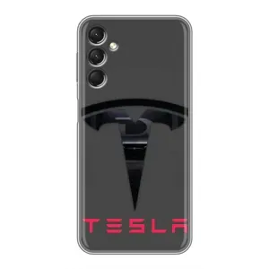Силіконовий бампер з картинкою машини на Samsung Galaxy A24 (Logo TESLA)
