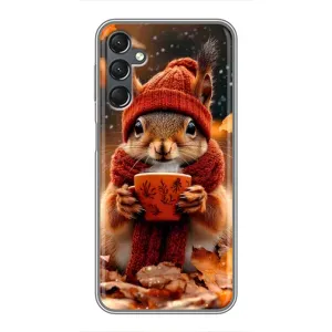 Печатный чехол «Зверята с кофе» для Samsung Galaxy A25 (A256) (Белка с кофе)