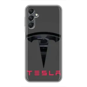 Силіконовий бампер з картинкою машини на Samsung Galaxy A25 (A256) (Logo TESLA)