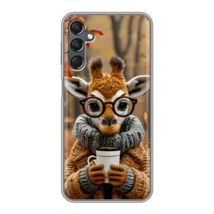 Печатный чехол «Зверята с кофе» для Samsung Galaxy A25 (A256) (Жираф с кофе)
