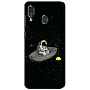 Силиконовый Чехол с принтом "Космонавты" на Samsung Galaxy A30 2019 (A305F) (Космонавт на рыбалке)