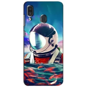 Силиконовый Чехол с принтом "Космонавты" на Samsung Galaxy A30 2019 (A305F) (Космонавт в воде)