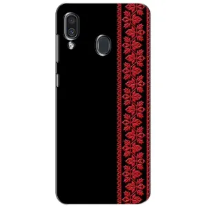 Силиконовый Чехол на Samsung Galaxy A30 2019 (A305F) (Красная Вышиванка)