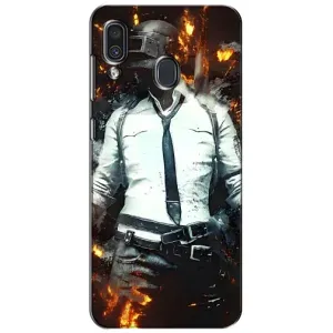 Силиконовый чехол с картинкой "Герой Pubg" на Samsung Galaxy A30 2019 (A305F) (Man Пубг)