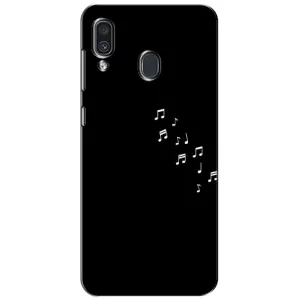Чехол с картинками на черном фоне для Samsung Galaxy A30 2019 (A305F) (Ноты)