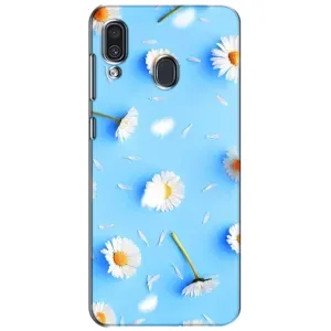 Чехол с Цветами для Samsung Galaxy A30 2019 (A305F) (ромашки на голубом)