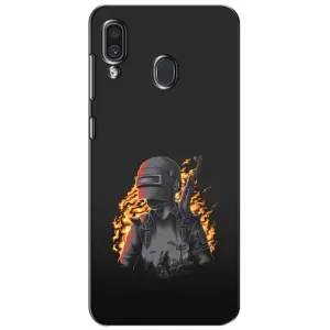 Силиконовый чехол с картинкой "Герой Pubg" на Samsung Galaxy A30 2019 (A305F) (В огне)