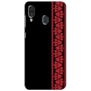Силиконовый Чехол на Samsung Galaxy A30 2019 (A305F) с картинкой Вышиванки (Вышиванка на черном)
