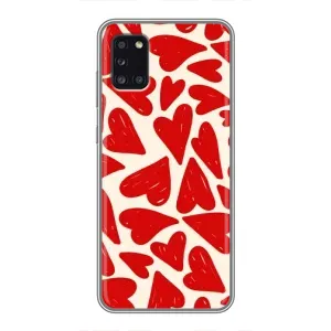 Чехлы с тематикой "Маленькие Сердечки" на Samsung Galaxy A31 (A315) (Красные сердечка)