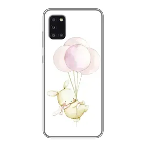Силиконовый бампер с картинкой животных для Samsung Galaxy A31 (A315) (Кролик и шарики)