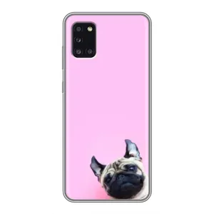 Бампер для Samsung Galaxy A31 (A315) с картинкой "Песики" (Собака на розовом)