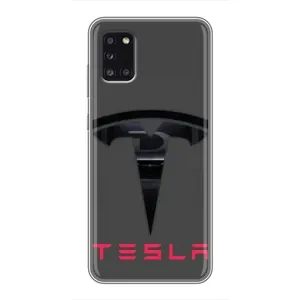 Силіконовий бампер з картинкою машини на Samsung Galaxy A31 (A315) (Logo TESLA)