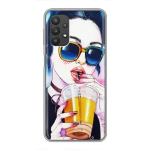 Чехол с картинкой Модные Девчонки Samsung Galaxy A32 (Девушка с коктейлем)