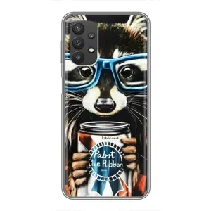 Силиконовый Чехол с Енотами на Samsung Galaxy A32 (Енот в очках)