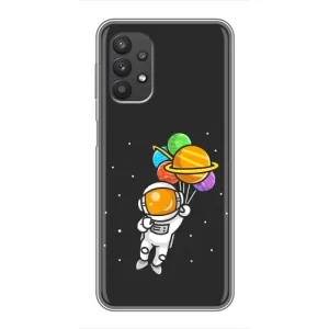 Силіконовый Чохол з принтом "Космонавти" на Samsung Galaxy A32 (Космонавт з кульками)