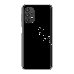 Чехол с картинками на черном фоне для Samsung Galaxy A32 (Ноты)