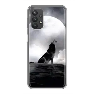 Чехол с Волком на Samsung Galaxy A32 (Волк и луна)