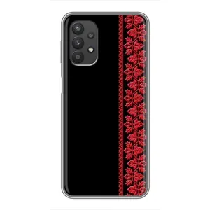 Силиконовый Чехол на Samsung Galaxy A32 с картинкой Вышиванки (Вышиванка на черном)