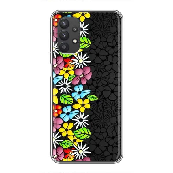 Чохол з малюнком «Яскраві квіти на чорному» для Samsung Galaxy A32