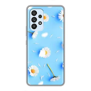 Чехол с Цветами для Samsung Galaxy A33 (5G) (ромашки на голубом)