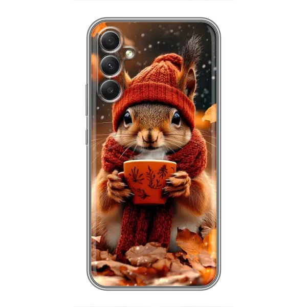Чехол с рисунком «Белка с кофе» для Samsung Galaxy A34 Чехол с рисунком «Белка с кофе» для Samsung Galaxy A34